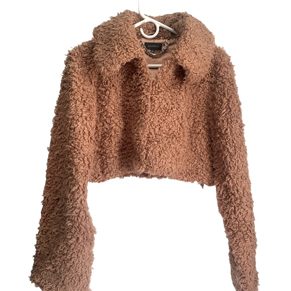 MAJORELLE Hazelnut Faux Fur Cropped Jacket size small - Picture 4 of 10